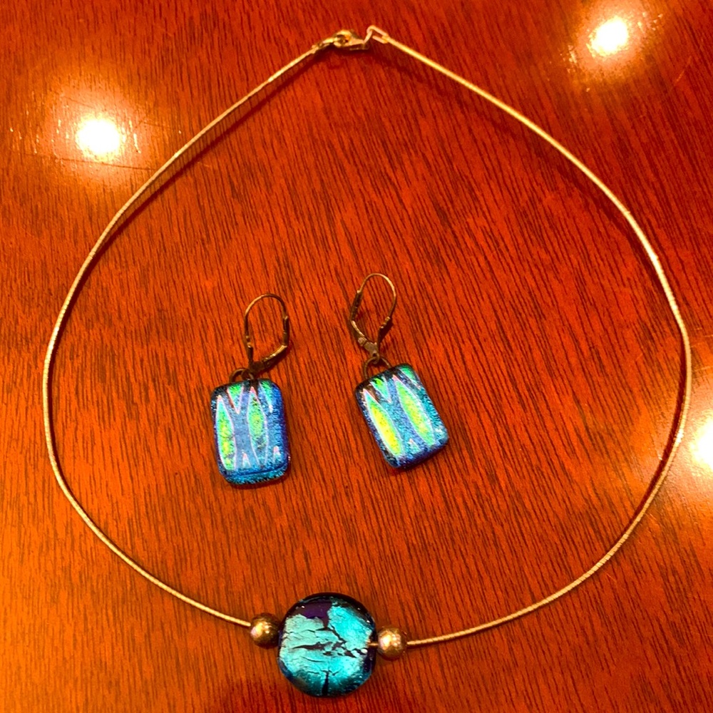 925 silver set of earrings and choker Murano